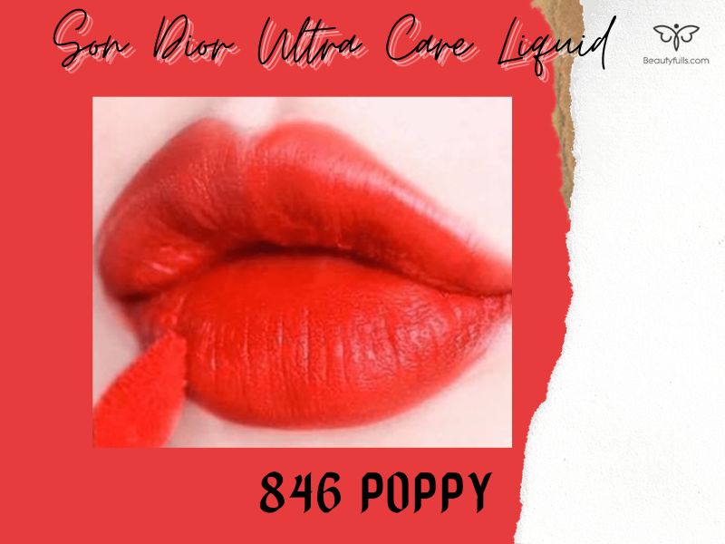 Review Son Kem Dior 846 Poppy Ultra Care Liquid Đỏ Cam