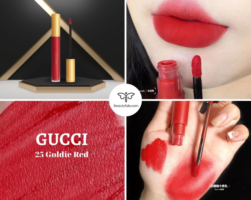 Son Kem Gucci 25 Goldie Red Màu Đỏ Tươi Chính Hãng Đẹp Nhất