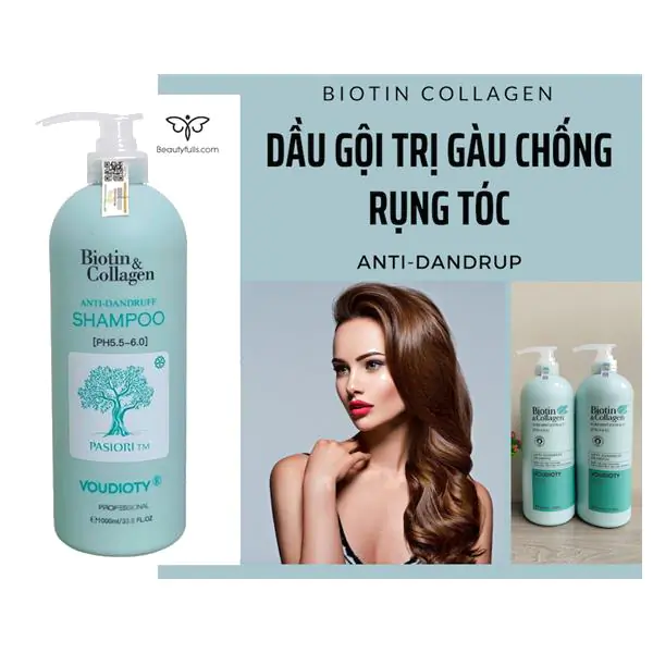 Dầu Gội Biotin Collagen Xanh Dương Anti-Dandruff Shampoo 