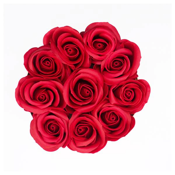 Hoa hồng sáp đỏ hộp tròn hồng size s.