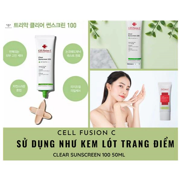 kem chống nắng cell fusion c clear sunscreen 100 spf 48+/pa+++
