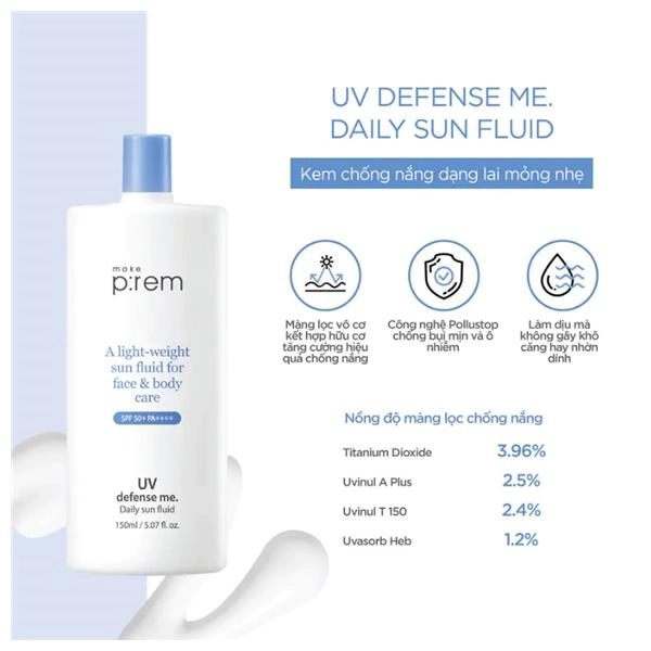Kem Chống Nắng Make P:rem UV Defense Me Daily Sun Fluid