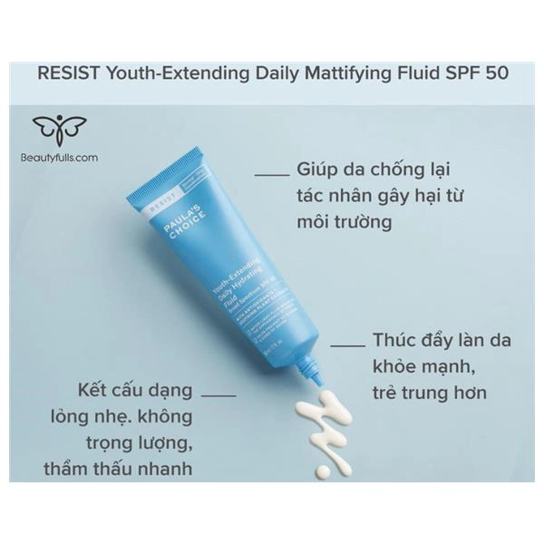 kem chống nắng paula's choice spf 50 resist youth extending daily hydrating fuild