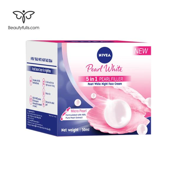 Kem Dưỡng Ẩm Nivea Pearly White 5 In 1 Micro Pearl Filler Night Face Cream