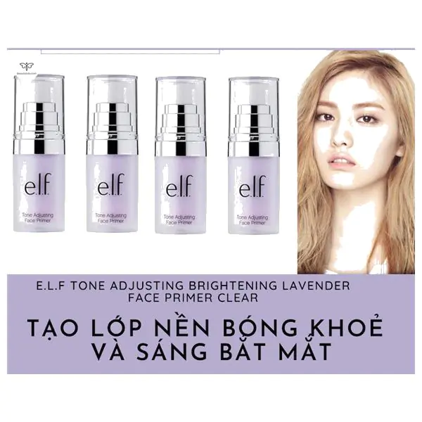 Kem Lót ELF Tone Adjusting Brightening Lavender Face Primer Clear 14ml