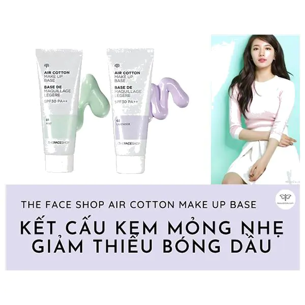 Kem Lót The Face Shop Màu Tím Air Cotton Make Up Base 