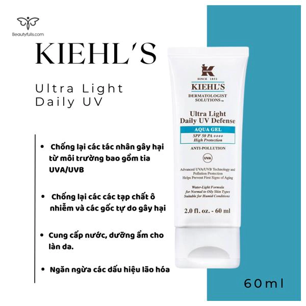 Kiehl's Aqua Gel Ultra Light Daily UV Defense Cho Da Dầu