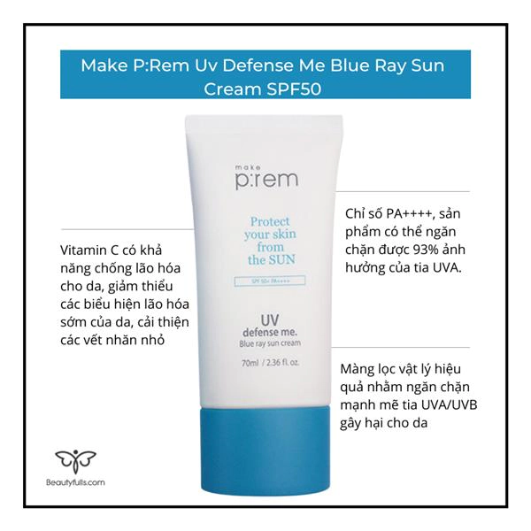  Make Prem Blue Ray Sun Cream UV Defense Me
