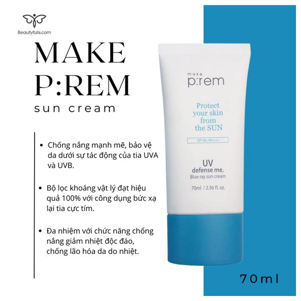 Make Prem UV Defense Me Blue Ray Sun Cream