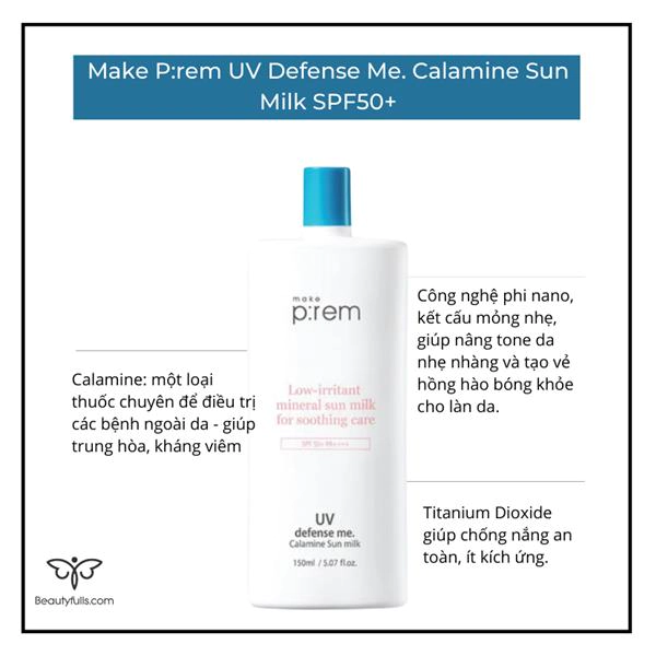 Make Prem UV Defense Me  Calamine Sun Milk