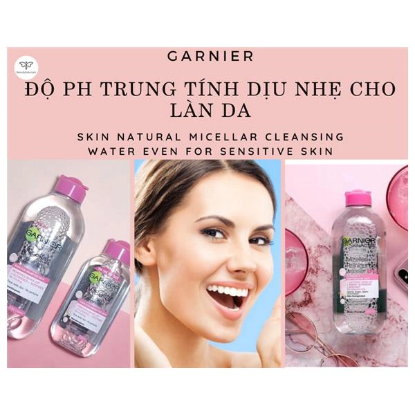 Nước Tẩy Trang Garnier Hồng Nhạt Skin Natural Micellar Cleansing Water 