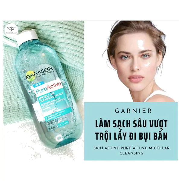 Nước Tẩy Trang Garnier Xanh Ngọc Skin Active Pure Active Micellar Cleansing
