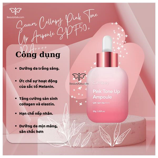 serum chống nắng cellapy pink tone up ampoule