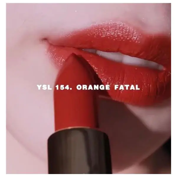 Son YSL 154 Orange Fatal Màu Cam cháy 2