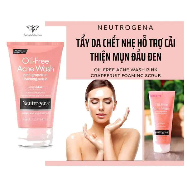sữa rửa mặt neutrogena oil-free acne wash màu hồng  
