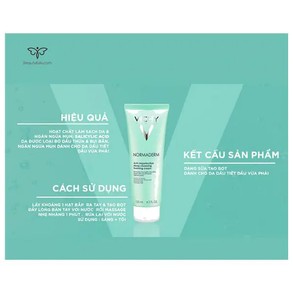 sữa rửa mặt vichy normaderm anti-imperfection deep cleansing foaming cream