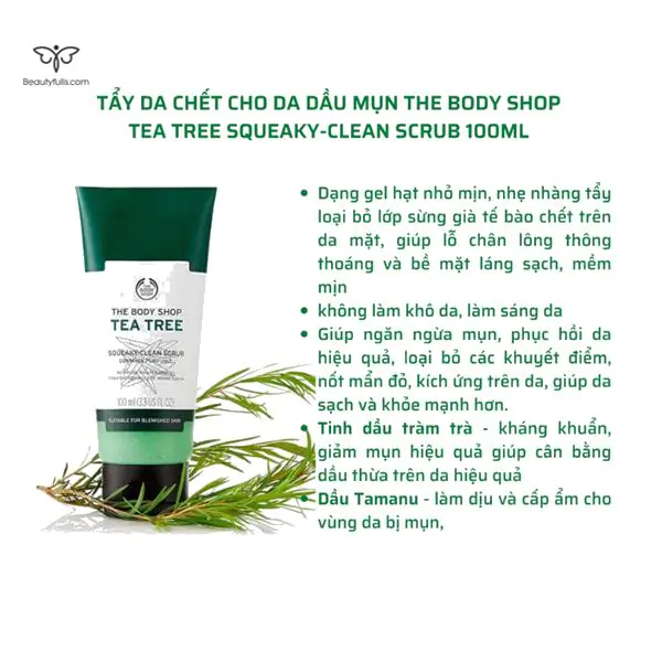 Tẩy Tế Bào Chết The Body Shop Tea Tree Squeaky-Clean Scrub 