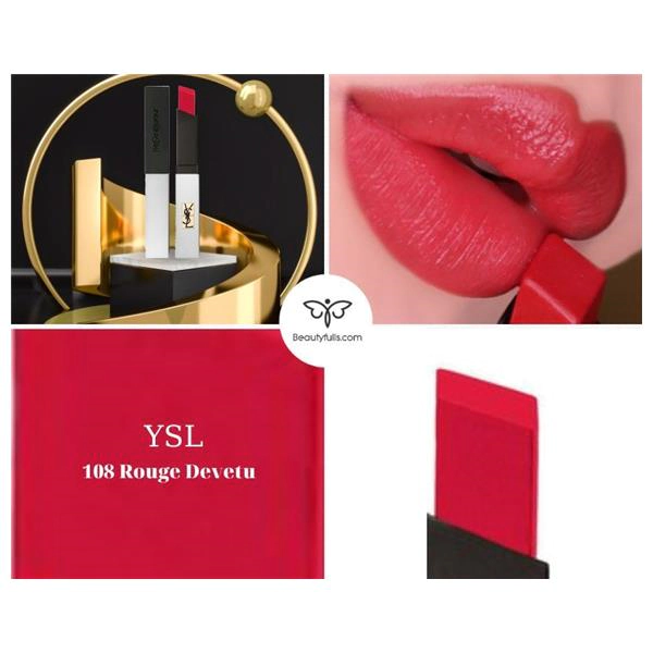 Son YSL Slim 108 Rouge Devetu Sheer Matte Màu Đỏ Hồng