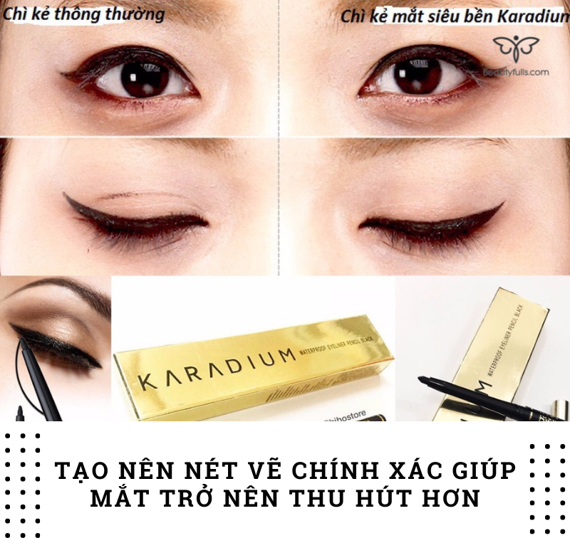 Với Kẻ mắt Karadium Waterproof Eyeliner Pencil Black, bạn sẽ dễ dàng tạo ra những đường kẻ mảnh mai, sắc nét và duy trì được độ bám suốt cả ngày dài. Hãy xem ngay hình ảnh để khám phá sản phẩm này nhé!